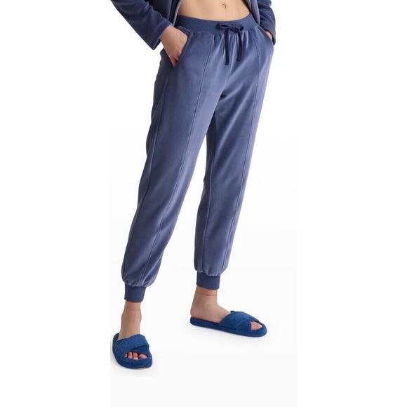 Skin Worlwide Women Sz 2/M Azure Blue Audriana Mid-Rise Velour Jogger Pants - Picture 14 of 14